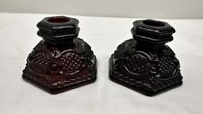 Set of Two (2) Vintage Avon 1876 Cape Cod Ruby Red Candlestick Holders picture