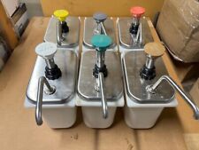 Lot of 6 Server Syrup Flavoring Manual Pumps Stainless with Plastic Containers picture
