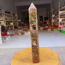 845g Natural Tropical Rainforest Agate obelisk Quartz Crystal Tower Mineral picture