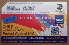 Rare Collectible Expired MetroCard - PrEP HIV Pill ad picture