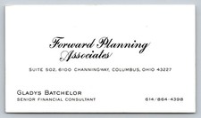 Vintage Business Card Forward Planning Associates Batchelor Columbus Ohio picture