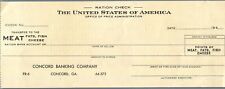 1940's Ration Check for Meats Issued by Office of Price Administration - Georgia picture