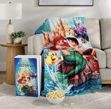 Disney The Little Mermaid Classic VHS Boxed Silk Touch Throw Blanket 50" × 70" picture