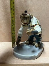 RARE - Vintage 1950’s Japan Chimpanzee Monkey w/bottle Porcelain Coin/ashtray  picture