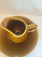Brown Stripped Pattern Creamer and Saucer Unbranded Vintage Preowned Some wear picture