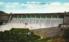 Vintage Postcard 1930's Grand Coulee Dam Concrete River Barrier Washington WA picture