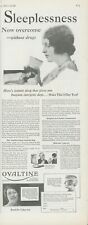 1928 Ovaltine Overcome Sleeplessness 3 Day Test Woman Cup Vintage Print Ad PR4 picture