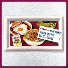 1950s Kellogg's Bran Flakes Vintage Advertising Sign 22" Cardboard Diner Eggs picture