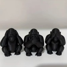 3 Piece Three Wise Monkeys Statue Set, No See No Hear No Speak Decor New picture
