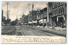 1907 Fall Street Railway Road Buildings Carriage Seneca Falls New York Postcard picture