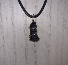 Handmade Tektite Meteorite Gold Tone wire wrapped pendant Reiki Necklace picture