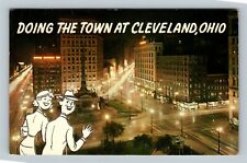 Cleveland OH, Downtown At Night, Ohio c1959 Vintage Postcard picture