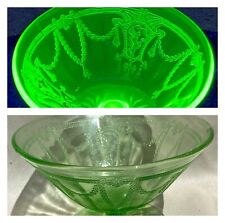 AH Cameo Green Uranium Glass Mayonnaise Comport Footed Dancing Ballerina picture