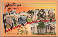 VIRGINIA Large Letter Linen Postcard Dogwood State Flower / Capitol View - 1954 picture