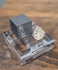 Molybdenite (Antarctica GANOVEX I) & Molybdenum Metal Density Cube picture