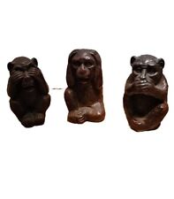Vintage Chinese Kanji Glyphs Three Wise Bonobos Hear, Speak, See No Evil Figures picture