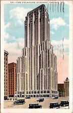 Postcard The Palmolive Building Chicago Illinois IL c1929 Skyscraper Automobile picture