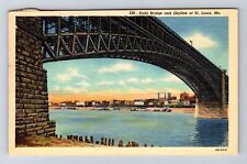 St Louis MO-Missouri, Eads Bridge And Skyline, Antique, Vintage c1953 Postcard picture