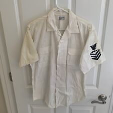 Vintage US Air Force Dress White Shirt Uniform Patch USA Made 15 15.5 M SS picture