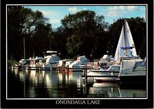 Syracuse New York Marina Onondaga Lake Landscape Boats Chrome Postcard UNP picture