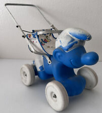 Rare 1982 Coleco Smurf Piggyback Doll Stroller, Blue & White, Collectible Toy picture