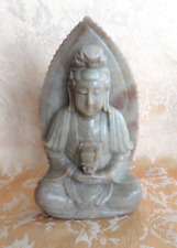 Vintage Soapstone Carving Buddha Kwan Yin Guanyin Figurine Sculpture picture