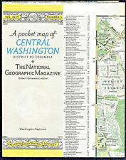 ⫸ 1948-9 September POCKET MAP CENTRAL WASHINGTON DC National Geographic VTG#1 picture
