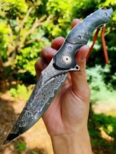 8'' New Fast Opening VG10 Damascus Blade Wood Handle Pocket Folding Knife VTF99 picture