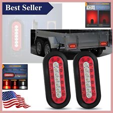 2PCS Red/White 6-Inch Oval LED Trailer Tail Lights - Waterproof Stop Brake Ru... picture