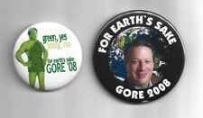 2008 pin AL GORE 2  pinback For Earth's Sake Climate Change Global Warming DRAFT picture