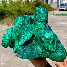 9.77LB Natural Gloss Malachite Handcarved Lion Crystal Cluster Mineral Specimen picture