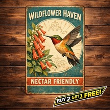 Pesticide Free Bird Pollinator Garden Tin Metal Sign 8x12 Home Decor picture