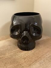 Halloween Black Ceramic Skull Candy Bowl Large Trick Or Treat Spooky By Magenta picture