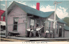 Apple River IL Illinois Train Railroad Depot Station Vtg Postcard D50 picture