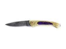 Custom Handmade Folding Knife (Turquoise Stone, Bronze & Epoxy Resin Handle) picture