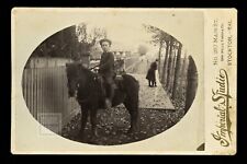 outdoor ID'd stockton california boy riding horse + note 1800s cabinet photo picture