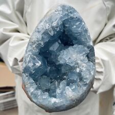 6.9LB Natural Blue Celestite Crystal Geode Cave Mineral Specimen Healing picture