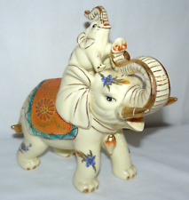 VTG Porcelain Circus Elephant W/ Baby 8x8