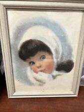 Vintage 60s Northern Tissue American Beauty Print Frances Hook 11x14 Snow Girl picture