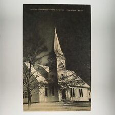 Union Congregational Church Taunton Postcard 1950s Massachusetts Steeple A3339 picture