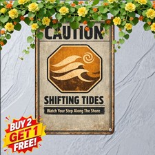 Rip Currents Caution Beach Ocean Swimming Danger Warning Plaque Metal Tin picture