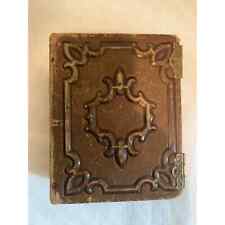 Antique late 1800 early 1900 100% Leather Bound Photo Album Metal Latch Deep Emb picture