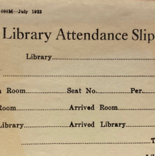 Vintage 1922 Los Angeles High School Library Attendance Slip LAHS California picture