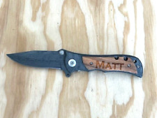 DAMASCUS-Steel Folding Pocket knife MATT Design OUTDOOR camping -Great Condition picture