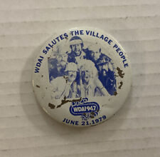 Vintage 1979 Disco WDAI Village People Promo Button Pin TOUR DATES Chicago Radio picture