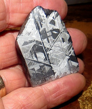 large 110 gm. muonionalusta meteorite etched slab stand .24 lbs picture
