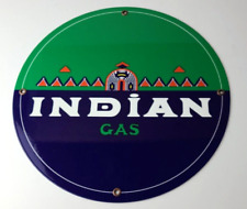 Vintage Indian Gasoline Sign - Classic Native American Gas Pump Pump Nozzle Sign picture