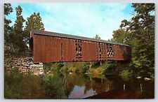 New Hampshire Milford Covered Bridge Vintage Postcard picture