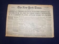 1944 JUNE 22 NEW YORK TIMES -AMERICAN TROOPS BATTLE TO ENTER CHERBOURG - NP 6574 picture