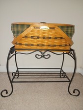 Vintage 1999 Longaberger Generosity Basket Table Wrought Iron Stand Set Liner picture